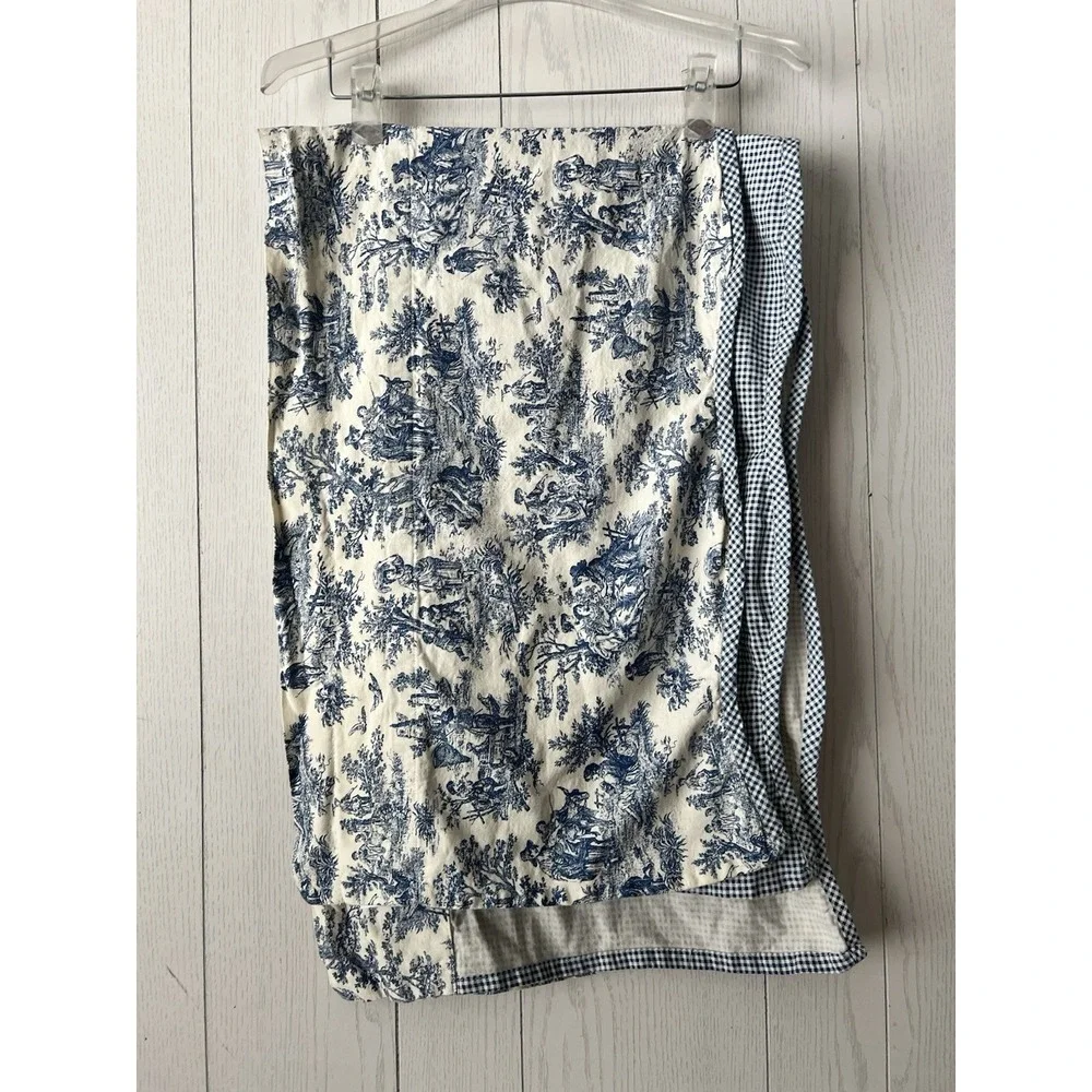 One Waverly Blue Toile & Gingham Double Valance 54
